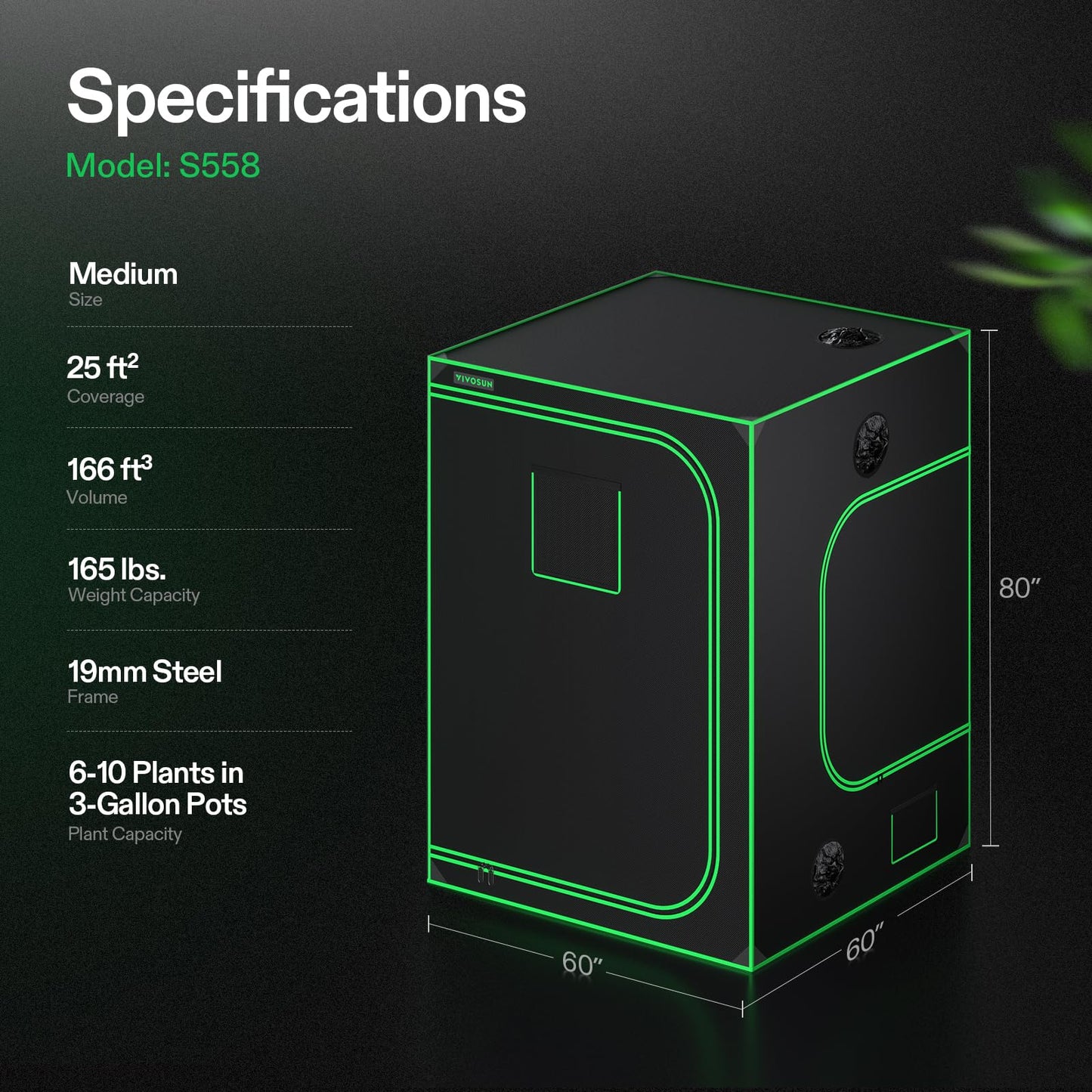 VIVOSUN S425 4x2 Grow Tent, 48"x24"x60" High Reflective Mylar with Observation Window and Floor Tray for Hydroponics Indoor Plant for VS2000