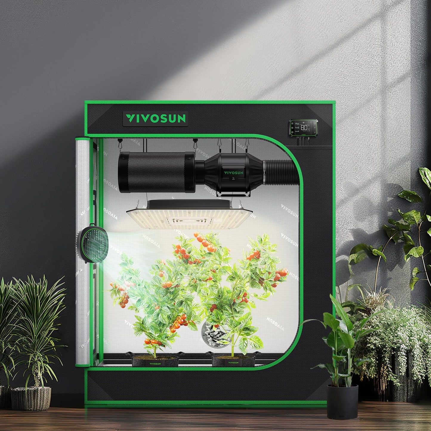 VIVOSUN S425 4x2 Grow Tent, 48"x24"x60" High Reflective Mylar with Observation Window and Floor Tray for Hydroponics Indoor Plant for VS2000
