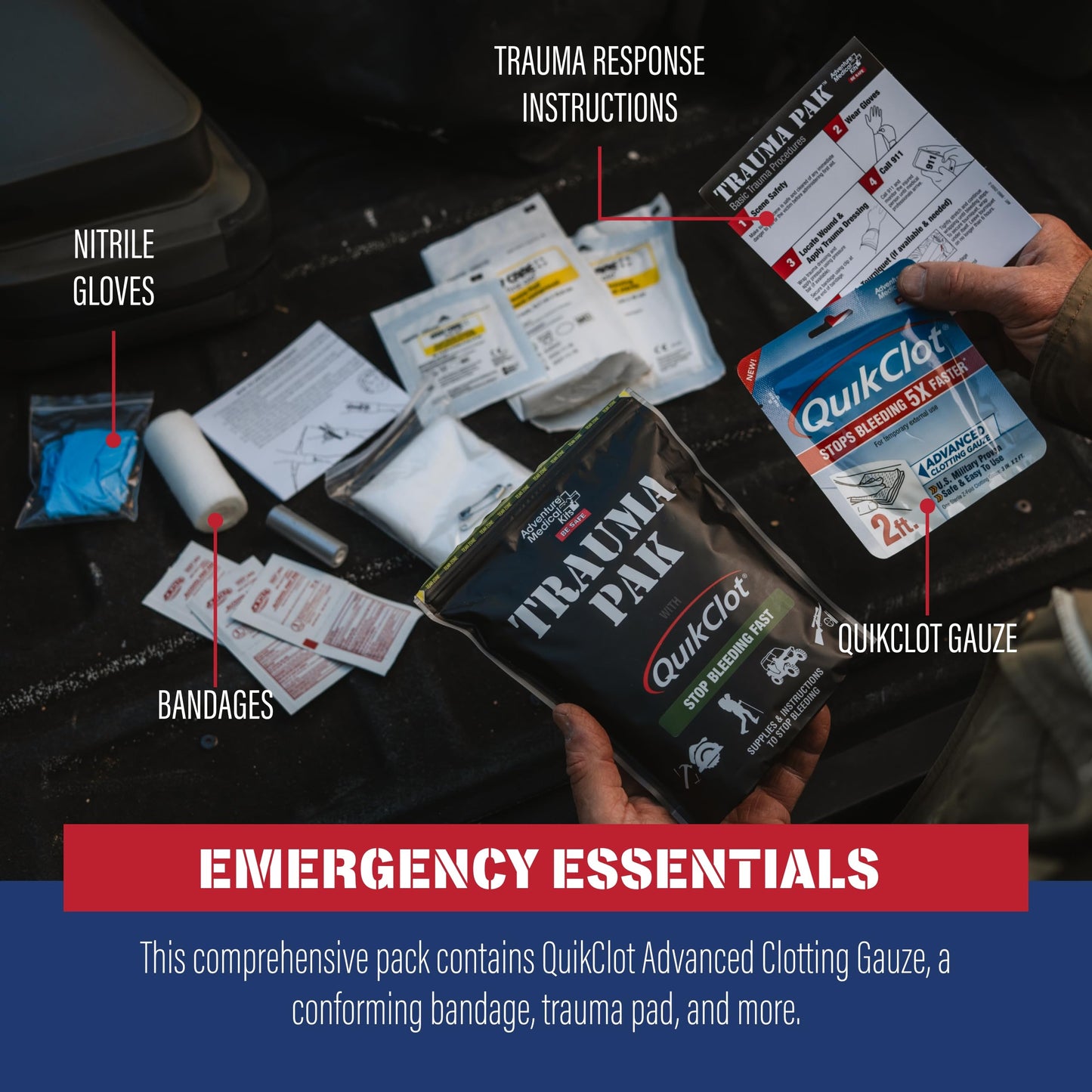 Adventure Medical Kits Trauma Pak First Aid Kit with QuikClot Sponge