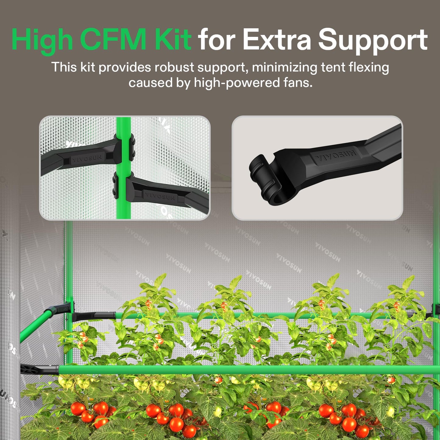 VIVOSUN P224 24"×24"×48" PRO Grow Tent, with Thick 1 inch Poles, Strengthened High Reflective Mylar Oxford Fabric & Extra Hanging Bars for Hydroponics Indoor Plant for AeroLight A100, No High CFM Kit