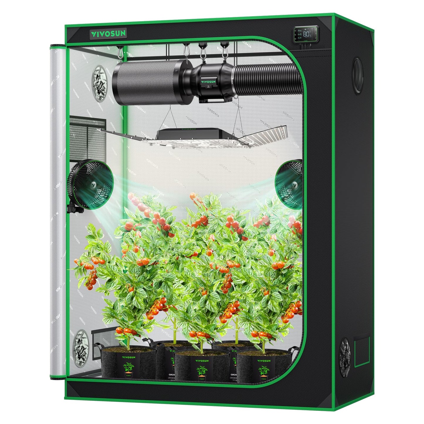 VIVOSUN S425 4x2 Grow Tent, 48"x24"x60" High Reflective Mylar with Observation Window and Floor Tray for Hydroponics Indoor Plant for VS2000