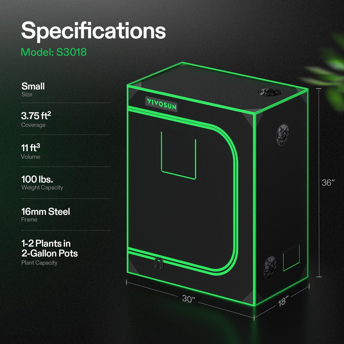 VIVOSUN S425 4x2 Grow Tent, 48"x24"x60" High Reflective Mylar with Observation Window and Floor Tray for Hydroponics Indoor Plant for VS2000