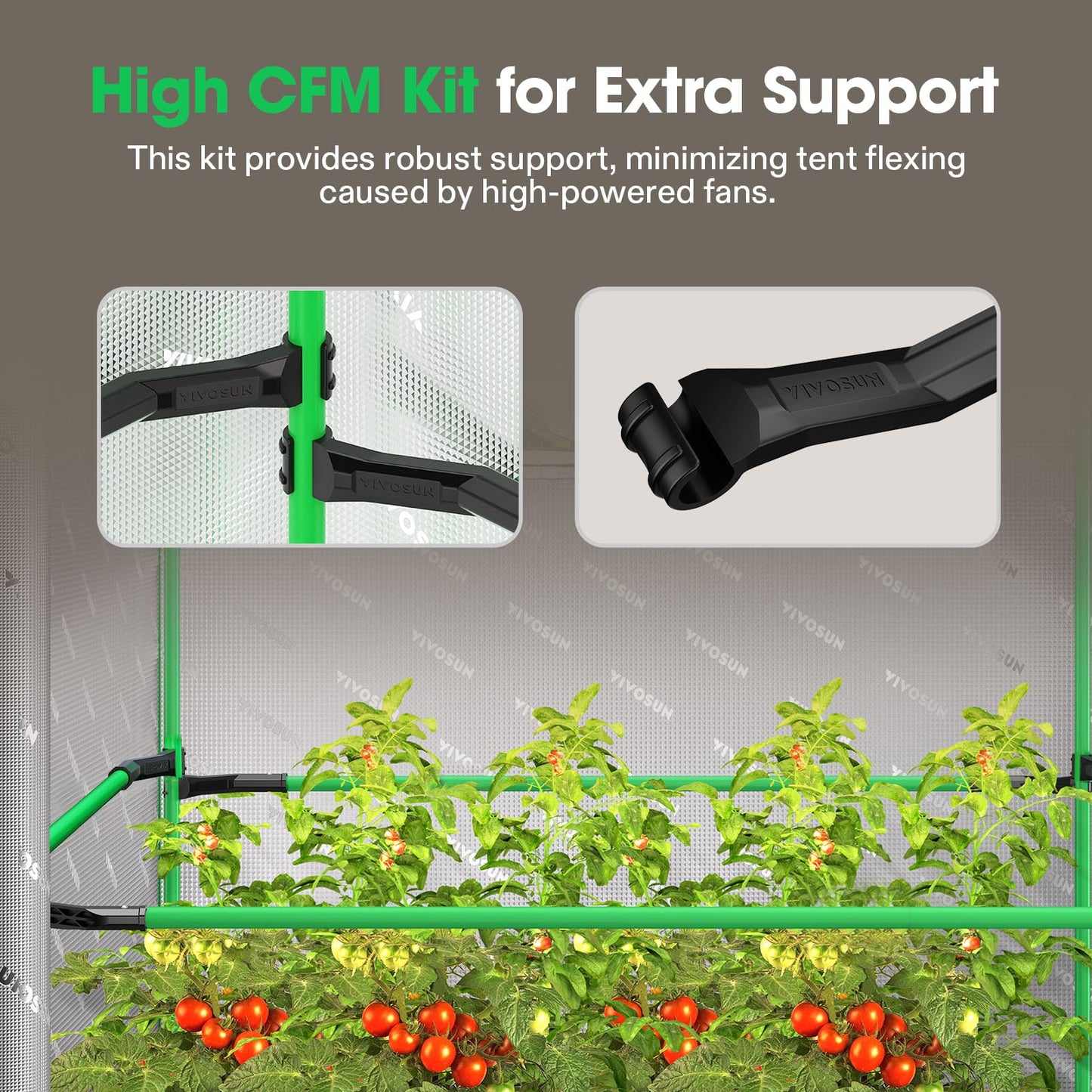 VIVOSUN P224 24"×24"×48" PRO Grow Tent, with Thick 1 inch Poles, Strengthened High Reflective Mylar Oxford Fabric & Extra Hanging Bars for Hydroponics Indoor Plant for AeroLight A100, No High CFM Kit