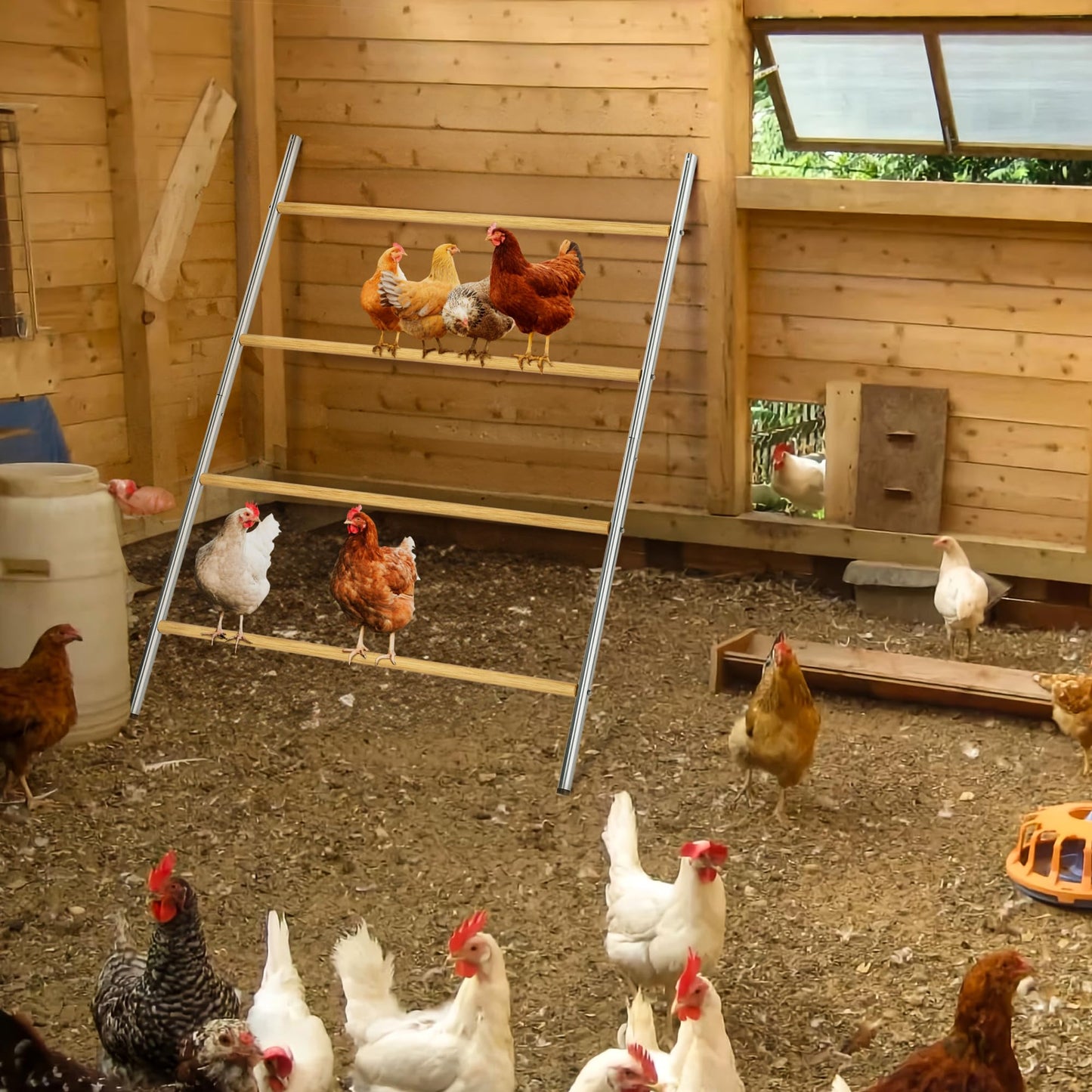 Chicken Coop Roosting Perch Essentials:Perfect for Backyard Poultry, Easy Installation &,Farm Roost Toys for Chickens (55' L x 40' W)