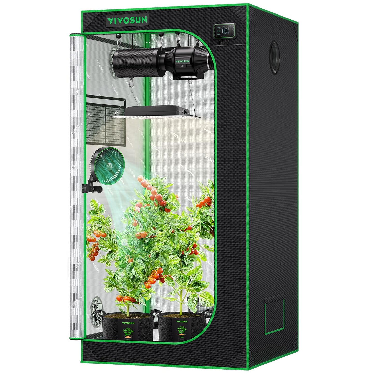 VIVOSUN S425 4x2 Grow Tent, 48"x24"x60" High Reflective Mylar with Observation Window and Floor Tray for Hydroponics Indoor Plant for VS2000