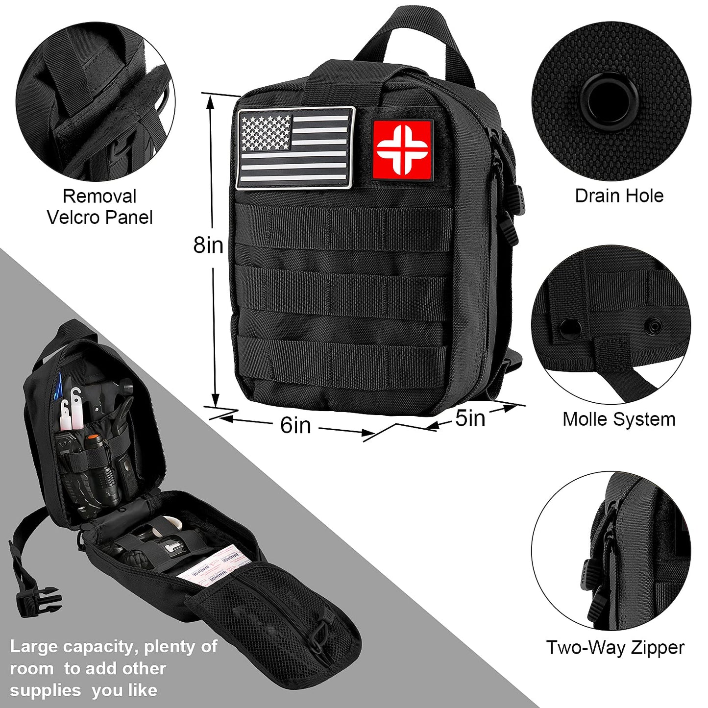 Survival Kit and First Aid Kit, 142Pcs Professional Survival Gear and Equipment with Molle Pouch, for Men Dad Husband Who Likes Camping Outdoor Adventure…