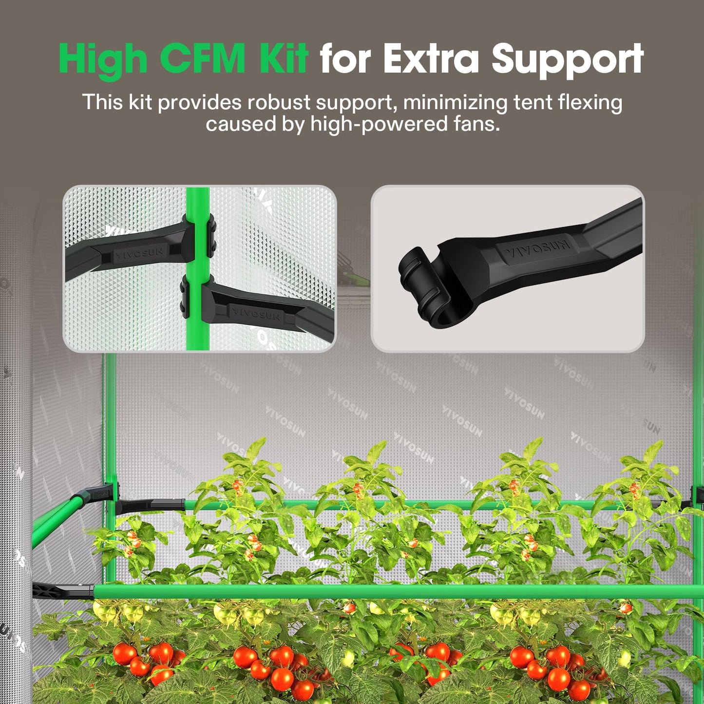 VIVOSUN P224 24"×24"×48" PRO Grow Tent, with Thick 1 inch Poles, Strengthened High Reflective Mylar Oxford Fabric & Extra Hanging Bars for Hydroponics Indoor Plant for AeroLight A100, No High CFM Kit