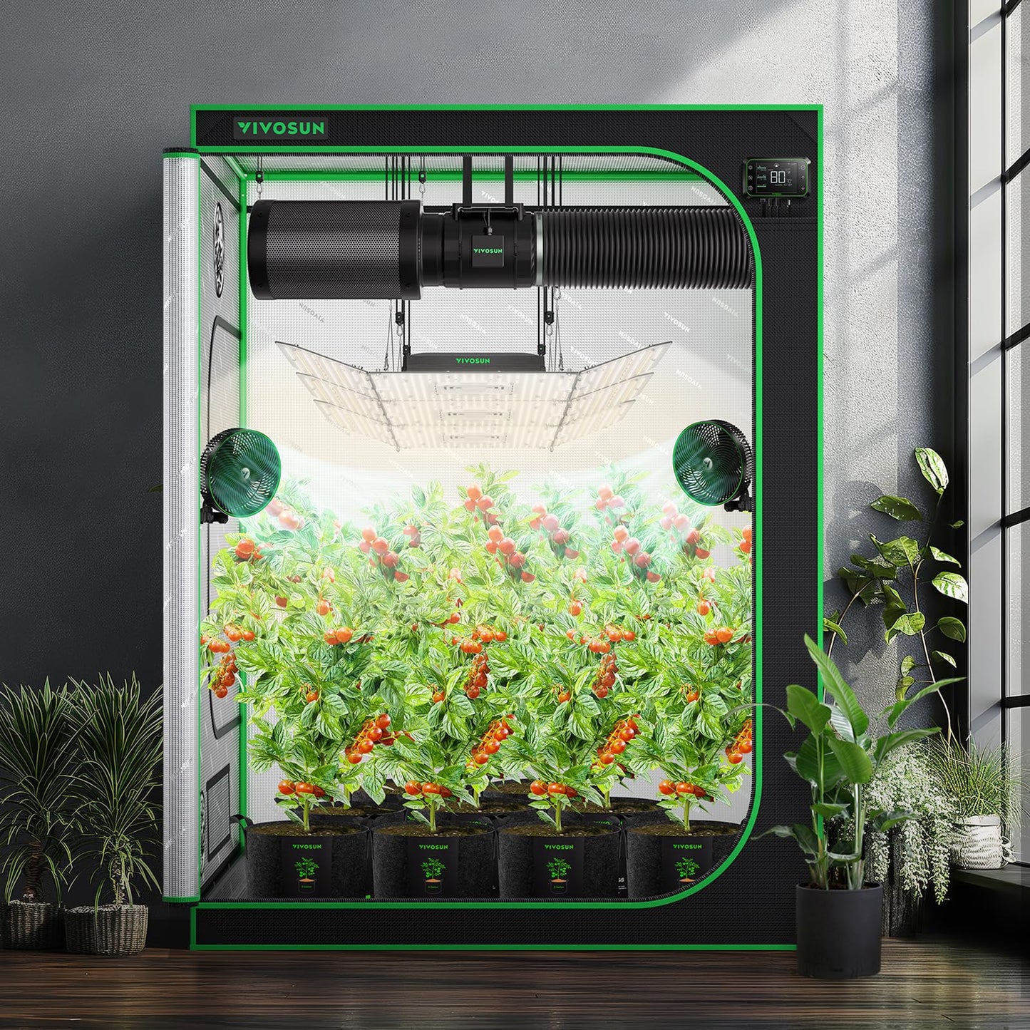 VIVOSUN S425 4x2 Grow Tent, 48"x24"x60" High Reflective Mylar with Observation Window and Floor Tray for Hydroponics Indoor Plant for VS2000
