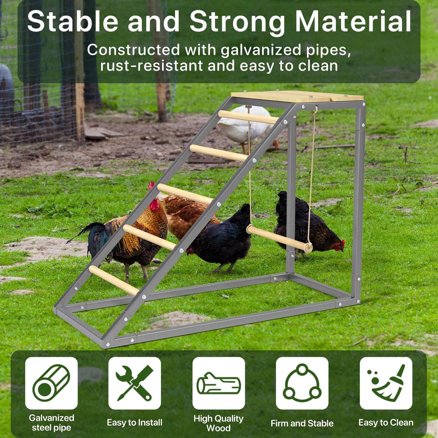 Chicken Coop Roosting Perch Essentials:Perfect for Backyard Poultry, Easy Installation &,Farm Roost Toys for Chickens (55' L x 40' W)