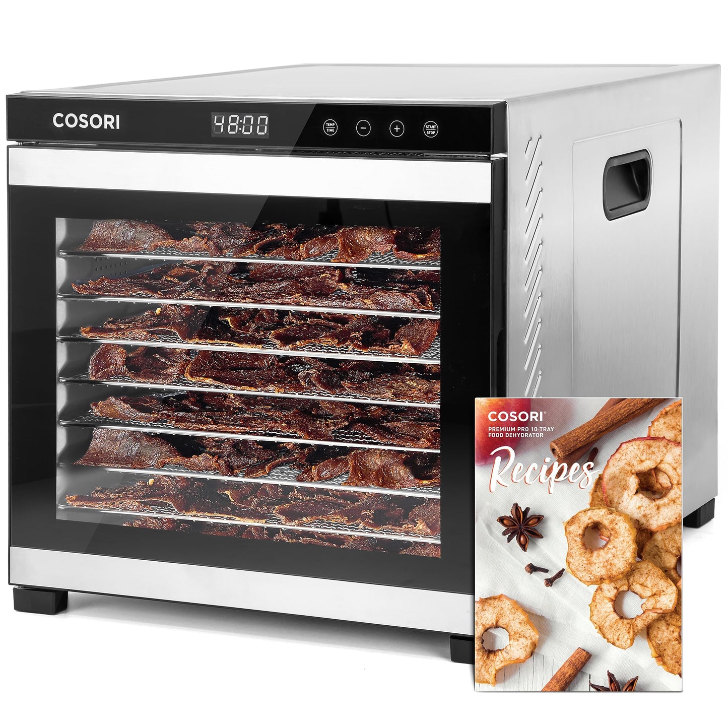 COSORI Food Dehydrator, Bigger Than 7 Trays With Large 6.5" Drying Space, 600W Power Saves More Time Than 480W, 165Β°F Dehydrated Dryer for Jerky, Dog Treats, Herbs, Meat, Fruit, and Yogurt, Silver
