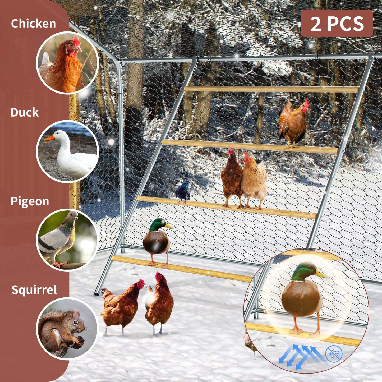 Chicken Coop Roosting Perch Essentials:Perfect for Backyard Poultry, Easy Installation &,Farm Roost Toys for Chickens (55' L x 40' W)