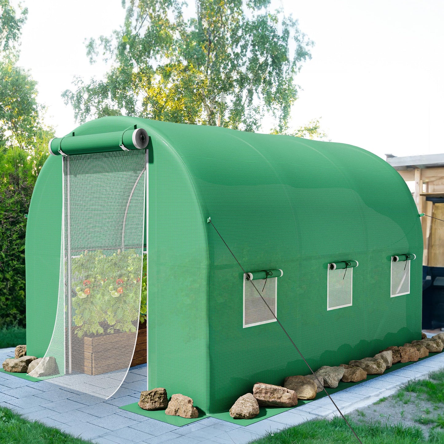 YITAHOME 26x10x6.5ft Greenhouse Large Heavy Duty Tunnel Green Houses Outdoor Plant Gardening Upgraded Galvanized Steel Frame Zipper Doors 7 Crossbars Garden, Green