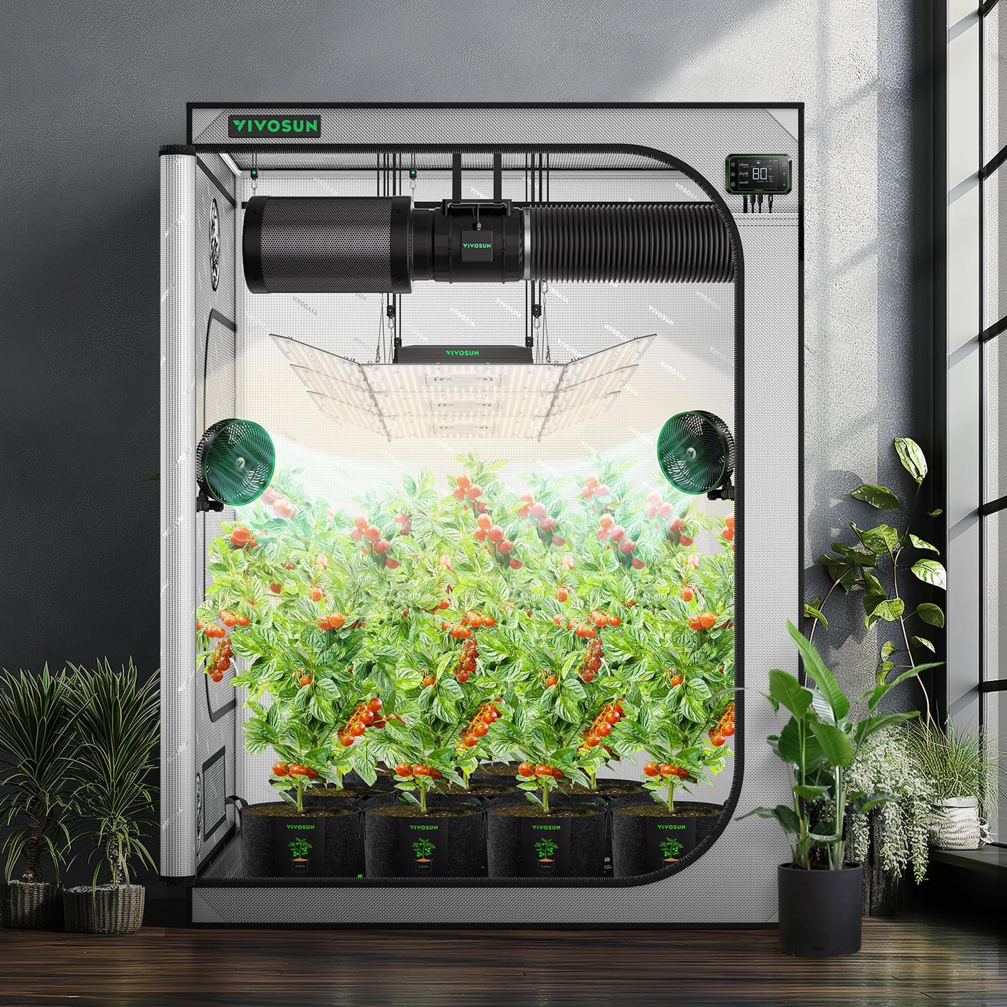 VIVOSUN S425 4x2 Grow Tent, 48"x24"x60" High Reflective Mylar with Observation Window and Floor Tray for Hydroponics Indoor Plant for VS2000