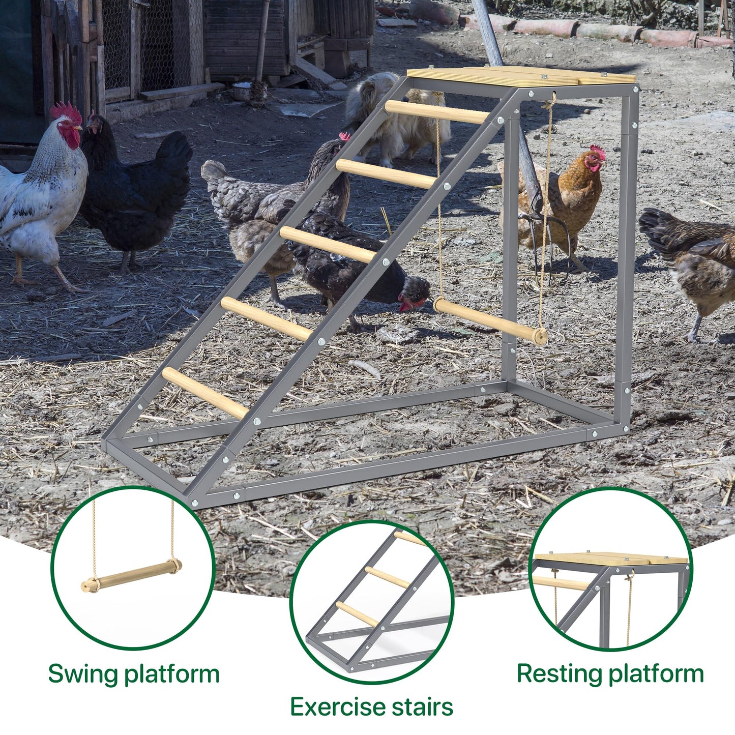 Chicken Coop Roosting Perch Essentials:Perfect for Backyard Poultry, Easy Installation &,Farm Roost Toys for Chickens (55' L x 40' W)