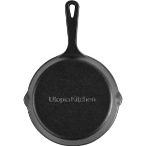 Utopia Kitchen Saute Fry Pan - Chefs Pan, Pre-Seasoned Cast Iron Skillet - Frying Pan 12 Inch - Safe Grill Cookware for Indoor & Outdoor Use - Cast Iron Pan (Black)