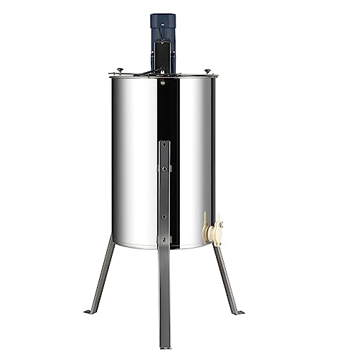 VEVOR Electric Honey Extractor, 2/4 Frame Stainless Steel Beekeeping Extraction, Honeycomb Drum Spinner with Transparent Lid, Apiary Centrifuge Equipment with Height Adjustable Stand