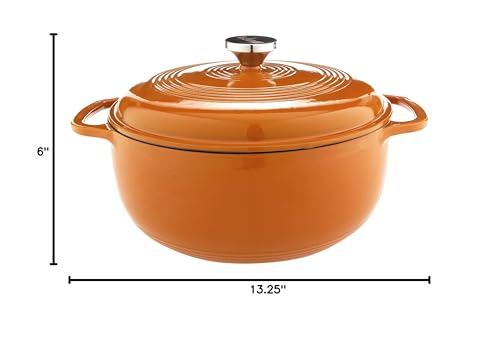 Lodge 6 Quart Enameled Cast Iron Dutch Oven with Lid – Dual Handles – Oven Safe up to 500° F or on Stovetop - Use to Marinate, Cook, Bake, Refrigerate and Serve – Blue