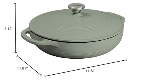 Lodge 3.6 Quart Enameled Cast Iron Oval Casserole With Lid– Dual Handles – Oven Safe up to 500° F or on Stovetop - Use to Marinate, Cook, Bake, Refrigerate and Serve – Oyster White