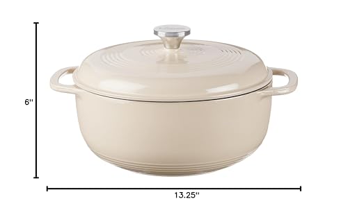 Lodge 6 Quart Enameled Cast Iron Dutch Oven with Lid – Dual Handles – Oven Safe up to 500° F or on Stovetop - Use to Marinate, Cook, Bake, Refrigerate and Serve – Blue