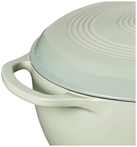 Lodge 6 Quart Enameled Cast Iron Dutch Oven with Lid – Dual Handles – Oven Safe up to 500° F or on Stovetop - Use to Marinate, Cook, Bake, Refrigerate and Serve – Blue