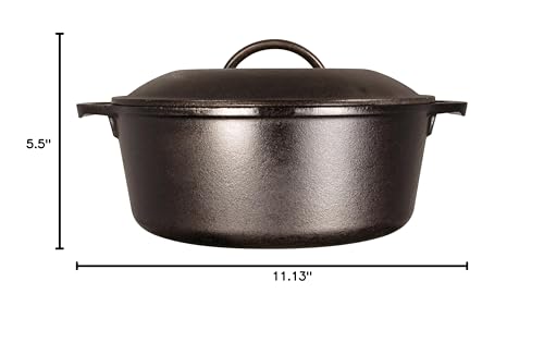 Lodge Pre-Seasoned Cast Iron Double Dutch Oven With Loop Handles, 5 qt