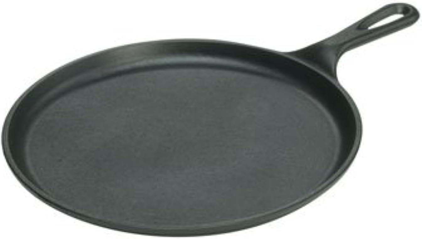 Lodge L9OG3 Cast Iron Round Griddle, Pre-Seasoned, 10.5-inch