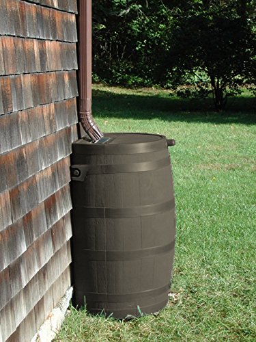 50-Gallon Rain Water Collection Barrel with Brass Spigot, Brown