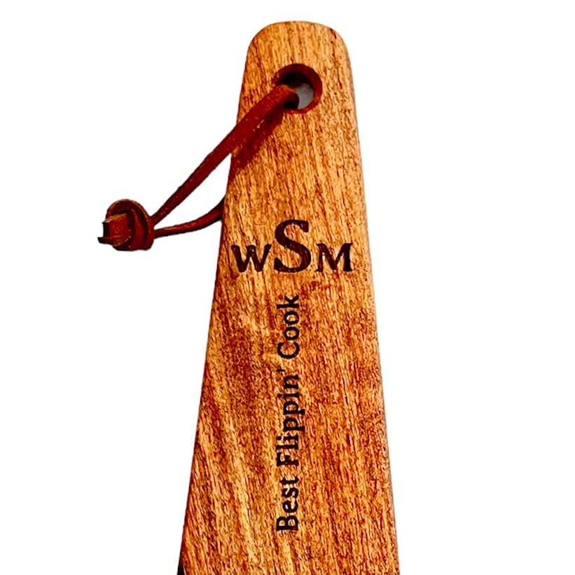 COWBOY SPATULA for Cast Iron, Mesquite Flat Wood Spatula, Made in USA, Handcrafted in Texas, Perfect for Cast Iron Skillet, Non Stick, Scraper, Wood Cooking Utensil, Personalize, Custom Engraved!