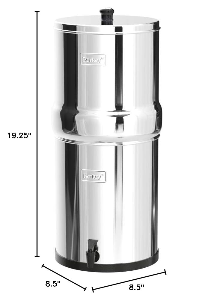 Big Berkey Gravity-Fed Stainless Steel Countertop Water Filter System 2.25 Gallon with 2 Authentic Black Berkey Elements BB9-2 Filters