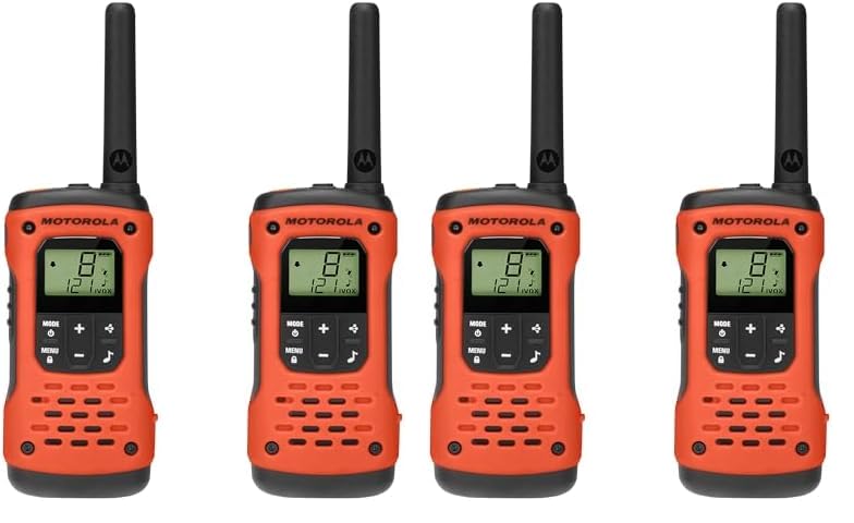 Motorola Solutions, Portable FRS, T605_H2O, Talkabout, Two-Way Radios, Emergency Preparedness, Rechargeable, 22 Channel, 35 Mile, Orange W/Black, 2 Pack