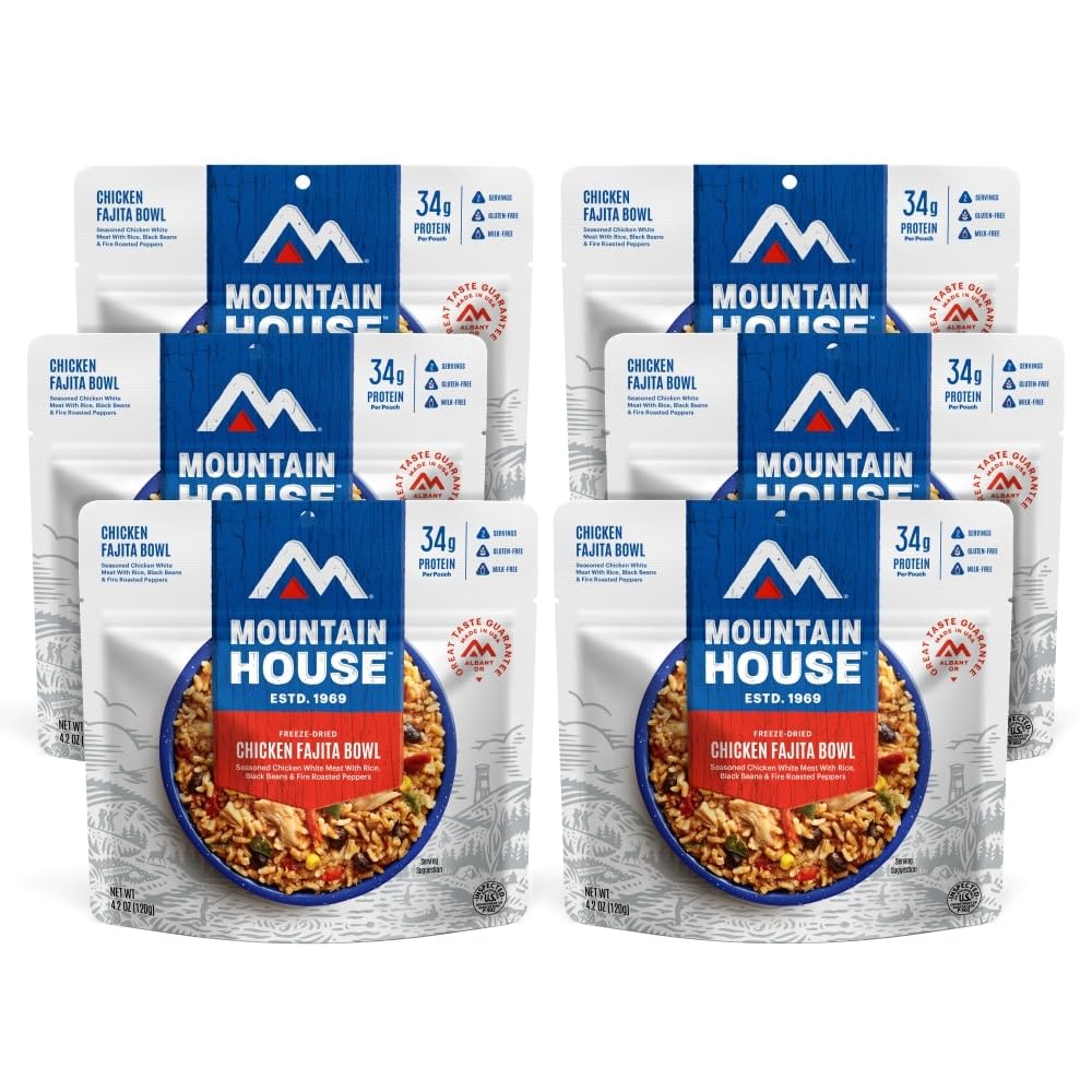 Mountain House Chicken Fajita Bowl | Freeze Dried Backpacking & Camping Food | 2 Servings | Gluten-Free