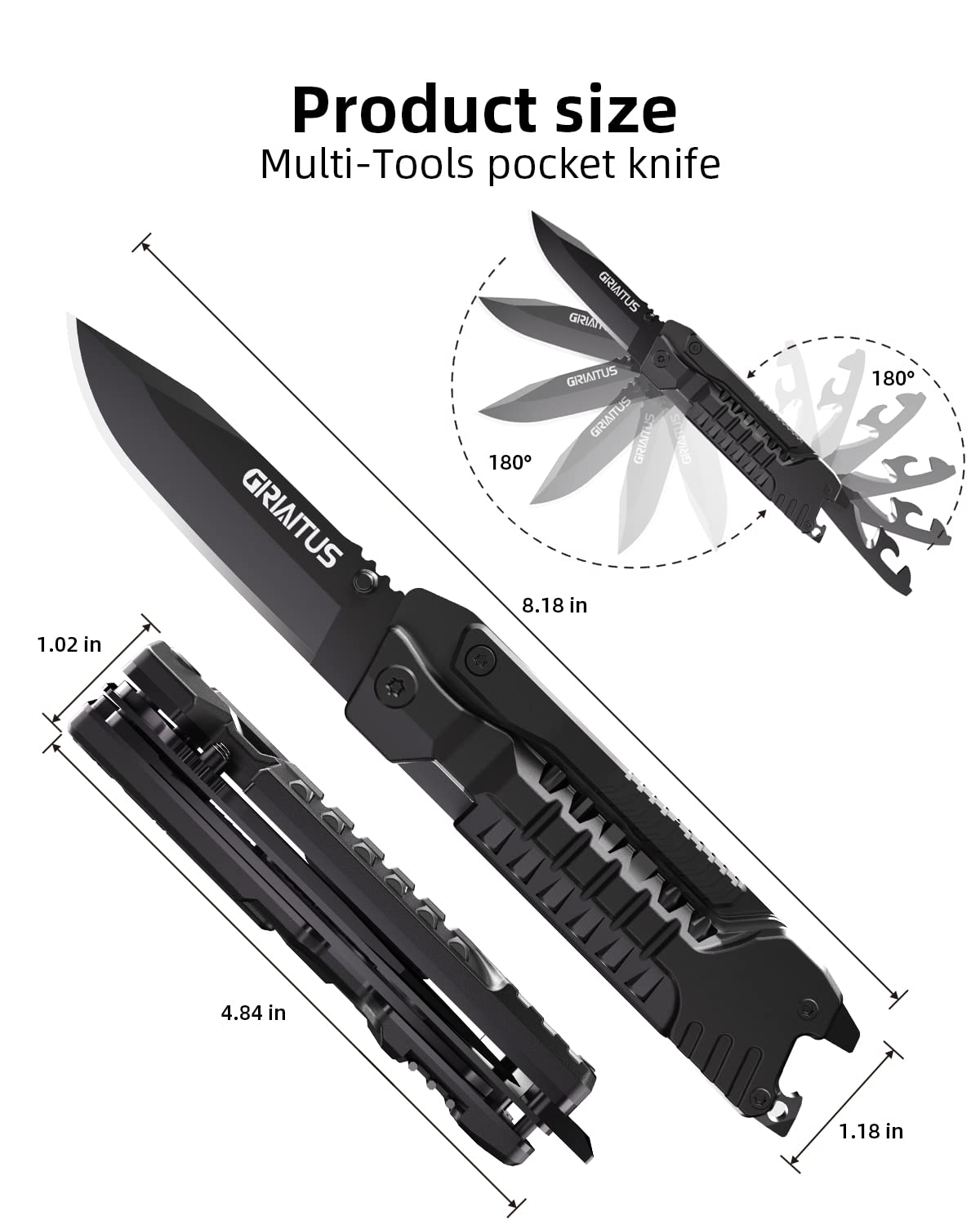 Multitool Knife 17 in 1Fire Starting Sticks, Bottle Opener, Saw Screwdrivers Bottle Opener, Whistle, Window Breaker and More -Perfect for Camping, Outdoor, Survival and Everyday Use,Gifts for Men Dad