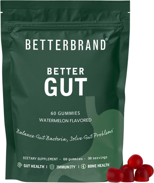 Betterbrand Better Gut Gummy - Probiotics Supplement for Gut Health, Digestive Support, Immunity and Bone Health with 2.5 Billion CFUs - Watermelon Flavor (30 Day Supply)