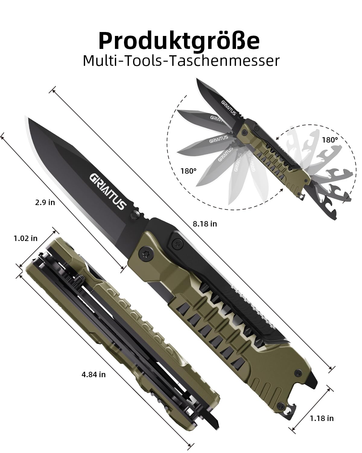 Multitool Knife 17 in 1Fire Starting Sticks, Bottle Opener, Saw Screwdrivers Bottle Opener, Whistle, Window Breaker and More -Perfect for Camping, Outdoor, Survival and Everyday Use,Gifts for Men Dad