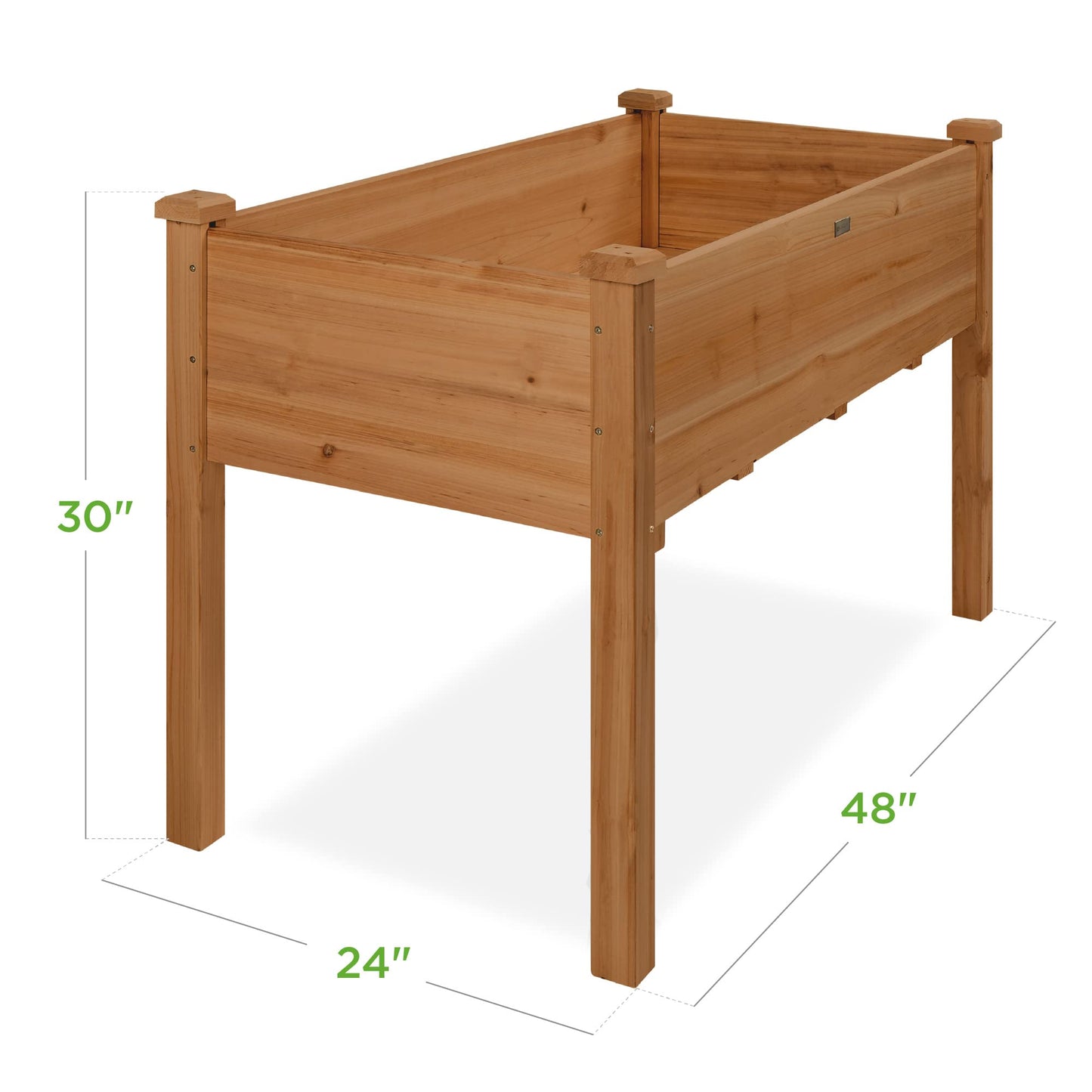 Best Choice Products 48x24x30in Raised Garden Bed, Elevated Wood Planter Box Stand for Backyard, Patio, Balcony w/Bed Liner, 200lb Capacity - Natural