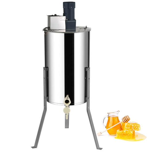 VEVOR Electric Honey Extractor, 2/4 Frame Stainless Steel Beekeeping Extraction, Honeycomb Drum Spinner with Transparent Lid, Apiary Centrifuge Equipment with Height Adjustable Stand