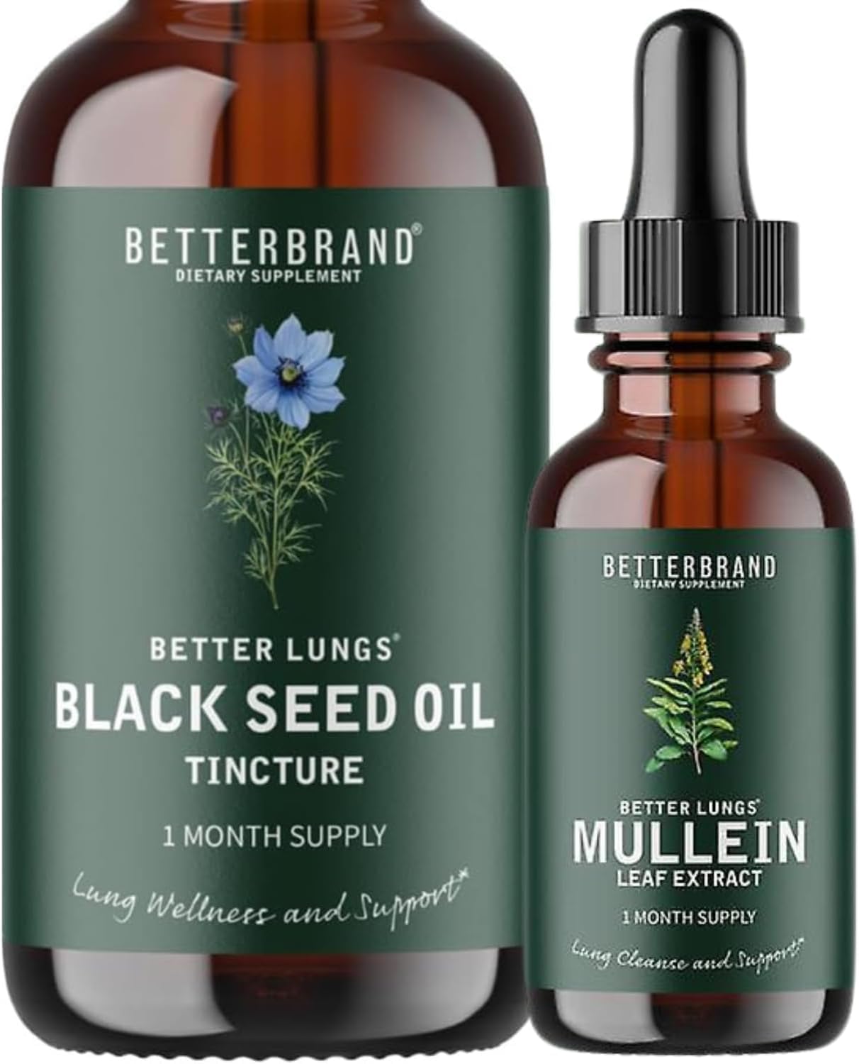 BetterLungs Mullein Leaf Extract and Black Seed Oil Tincture Bundle