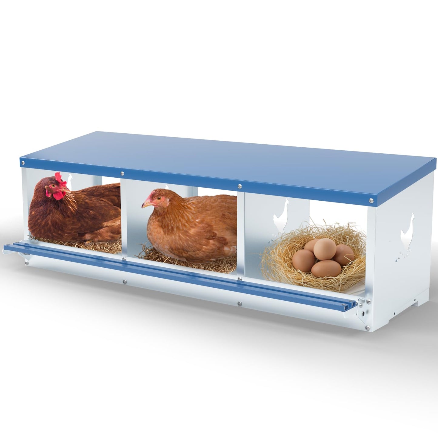 Chicken Nesting Box 8 Compartments Laying Boxes for Chicken Hens Ducks Poultry Protect Eggs Chicken Coop Easy Egg Collection Wall Mount Metal Nest Box for Chicken Coop