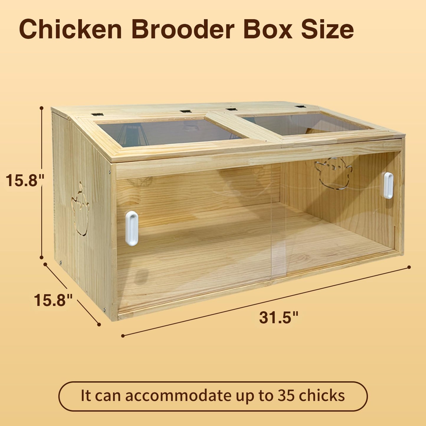 25-Piece Large Chicken Brooder Box Kit, All-in-One Kit Brooder Box, Drawer Manure Separation, Up to 35 Chicks Capacity, Brooder for Chicks, Ducks, Quails, Hamsters, Pattern C, 32" L x 16" W x 16" H