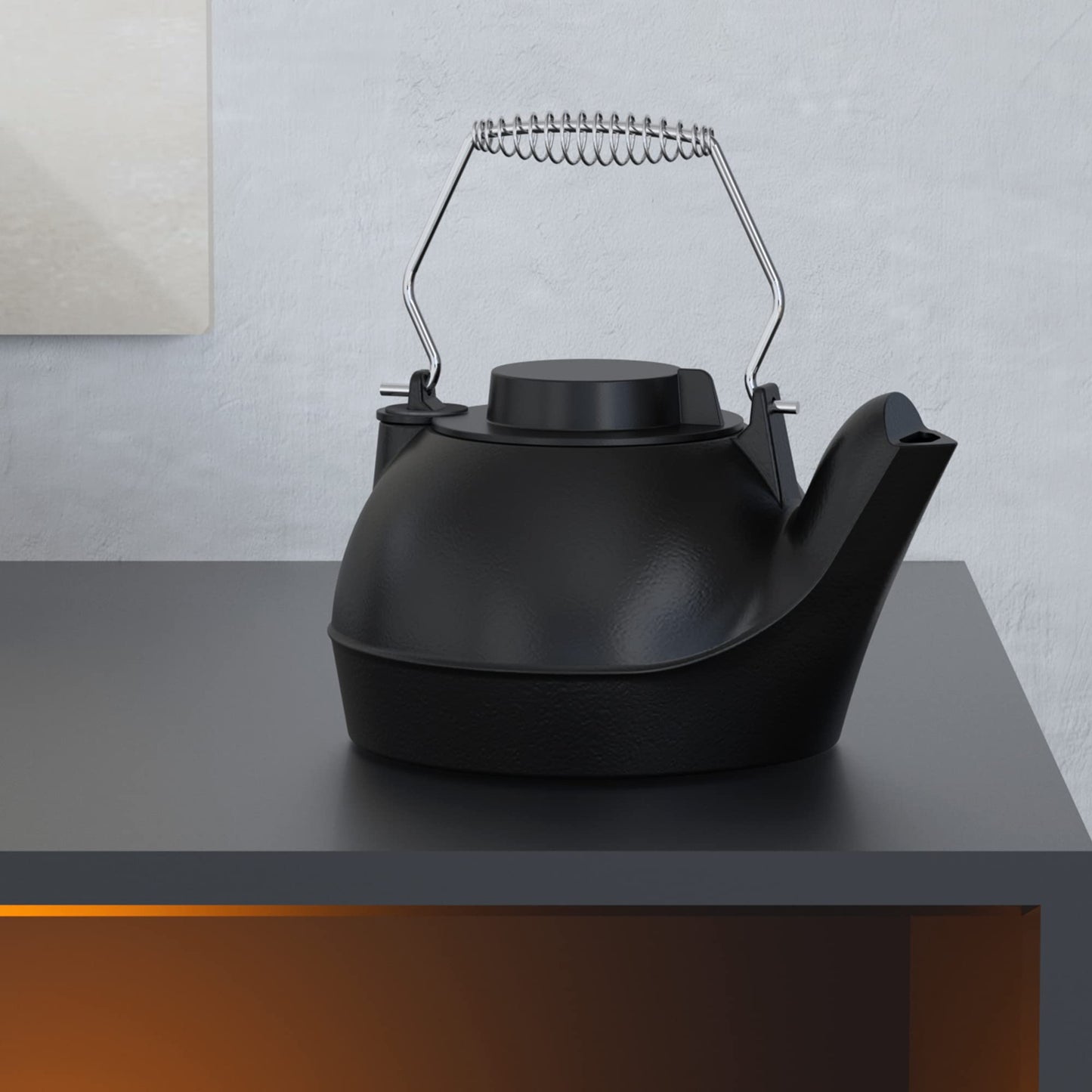 Fire Beauty Humidifying Iron Kettle，Stove Humidifier，Wood Stove Kettle，Cast Iron，Chrome handle