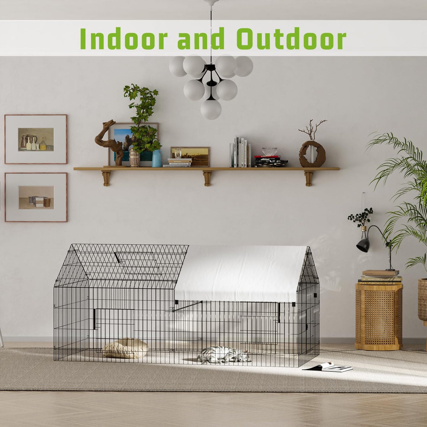 Metal Chicken Coop 86"×40"×40" Chicken Run with Waterproof Cover Portable Poultry Cage Walk in Hen House Outdoor Backyard Farm Animal Enclosure Crate Pet Playpen Exercise Pen for Rabbit Duck