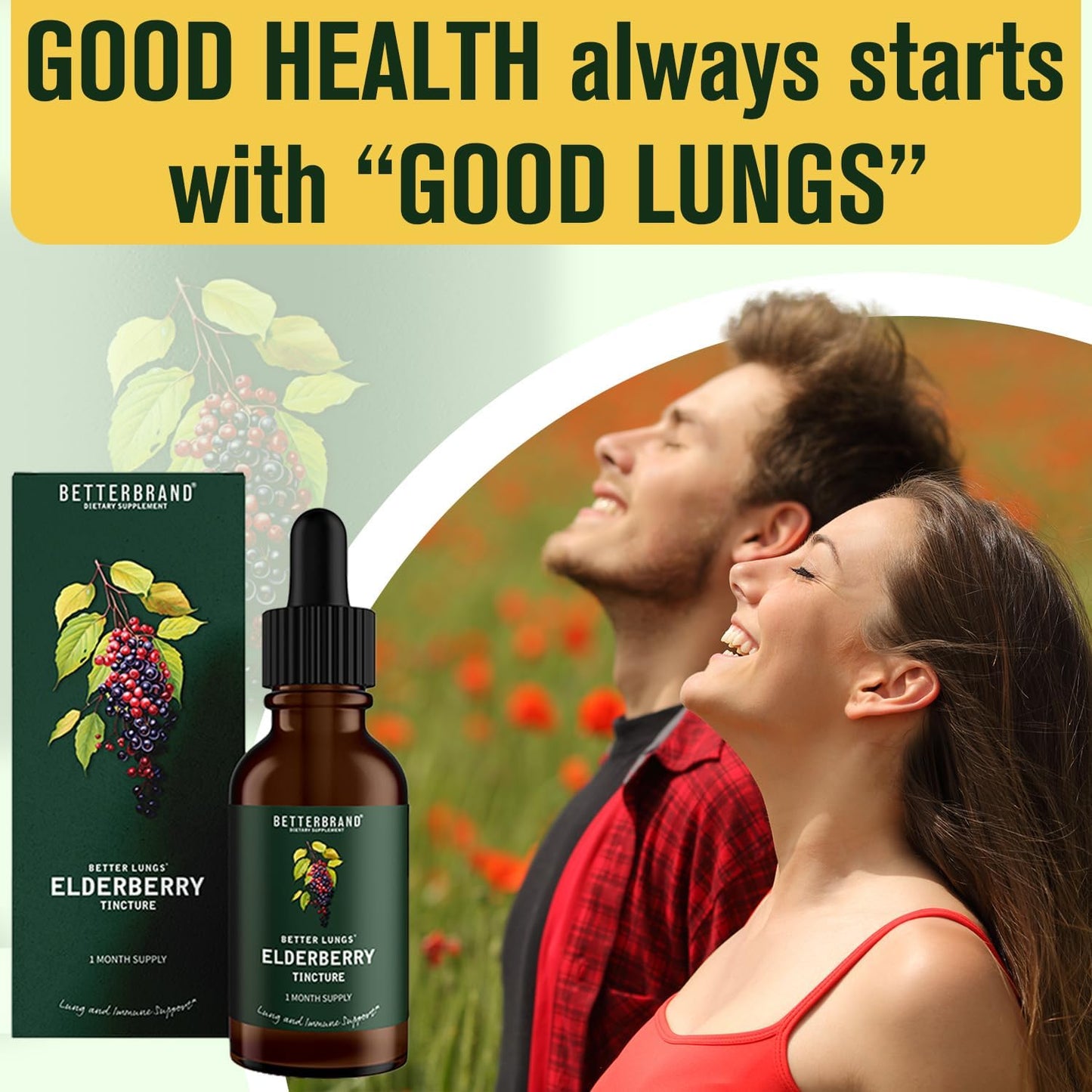 BetterLungs Mullein Leaf Extract and Elderberry Tincture Bundle - Lung Health Support