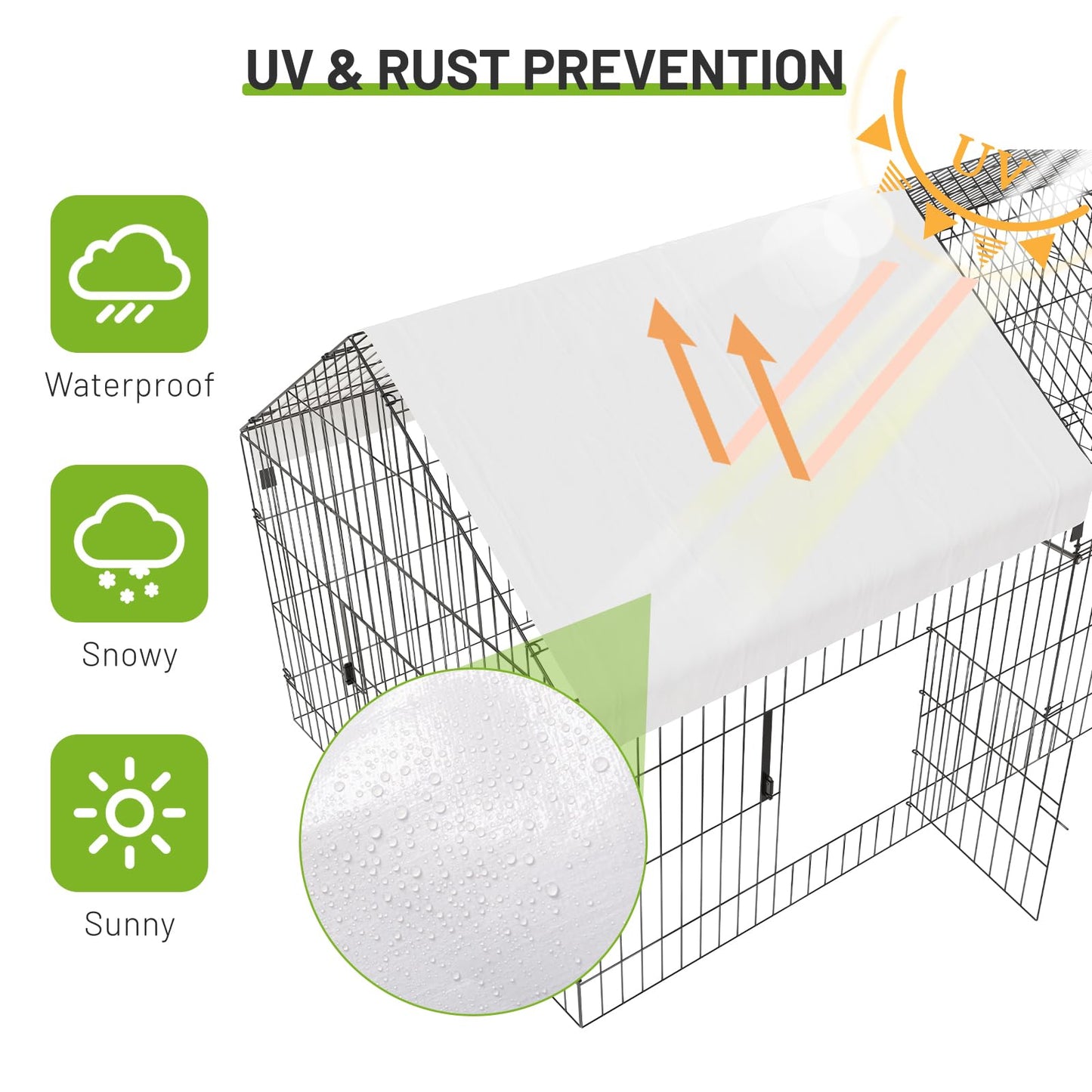 Metal Chicken Coop 86"×40"×40" Chicken Run with Waterproof Cover Portable Poultry Cage Walk in Hen House Outdoor Backyard Farm Animal Enclosure Crate Pet Playpen Exercise Pen for Rabbit Duck