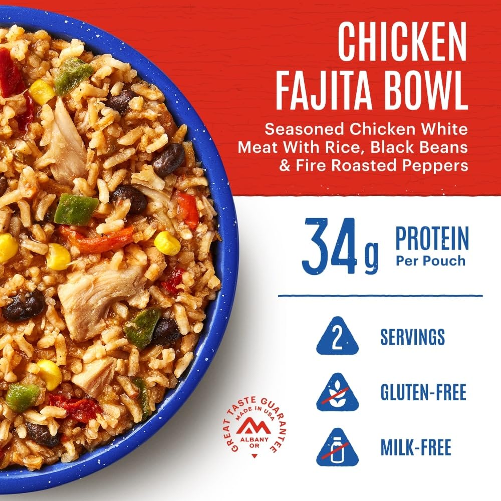 Mountain House Chicken Fajita Bowl | Freeze Dried Backpacking & Camping Food | 2 Servings | Gluten-Free