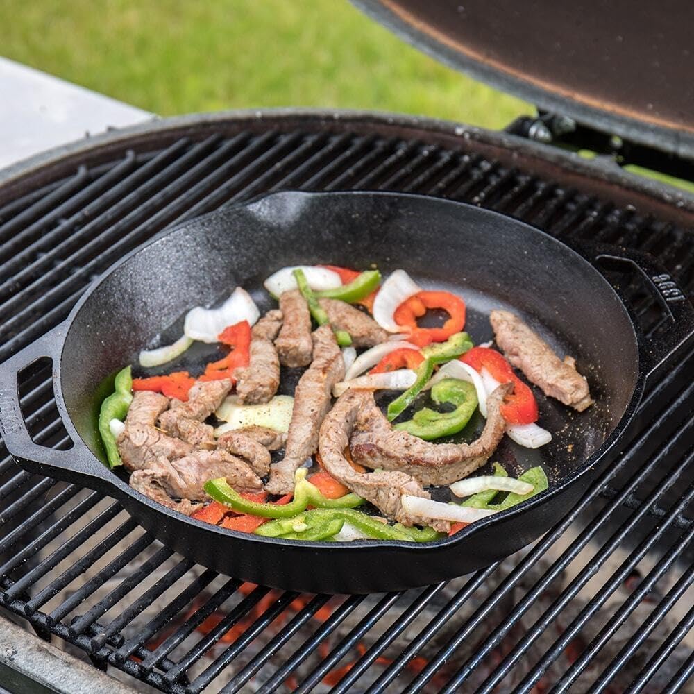 Lodge 12 Inch Pre-Seasoned Cast Iron Skillet - Dual Assist Handles - Use in the Oven, on the Stove, on the Grill, or Over a Campfire - Black