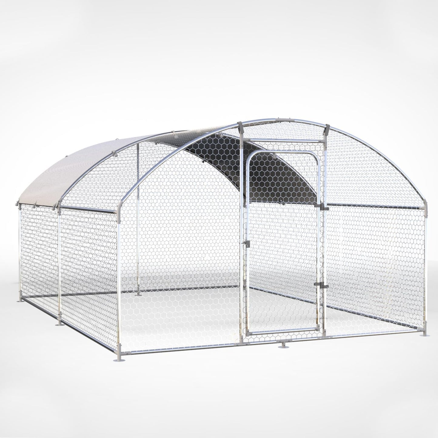 Large Metal Chicken Coop Walk-in Poultry Cage Chicken Run Pen Dog Kennel Duck House with Waterproof and Anti-Ultraviolet Cover for Outdoor Farm Use(9.8' L x 13.1' W x 6.4' H)