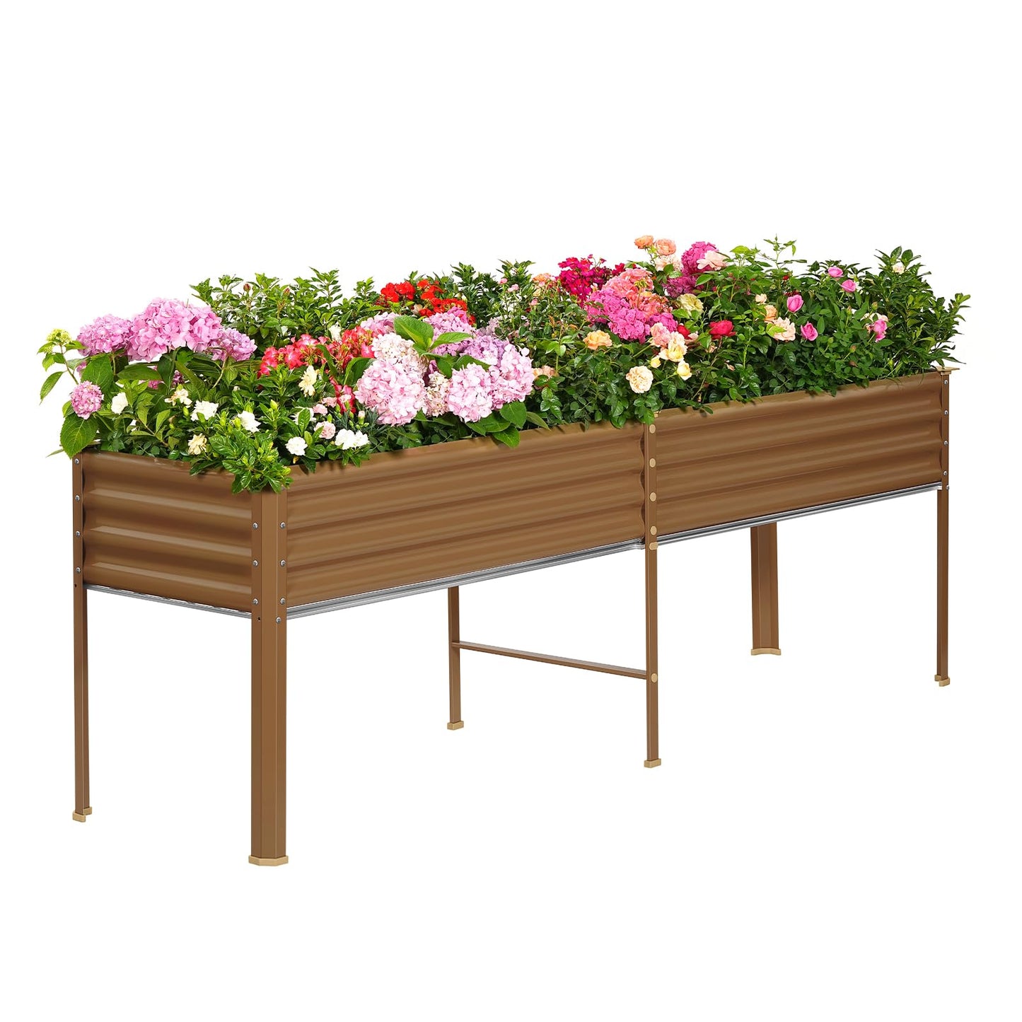 Land Guard Galvanized Raised Garden Bed with Legs, 48×24×32in Large Metal Elevated Raised Planter Box with Drainage Holes for Backyard, Patio, Balcony, 400lb Capacity