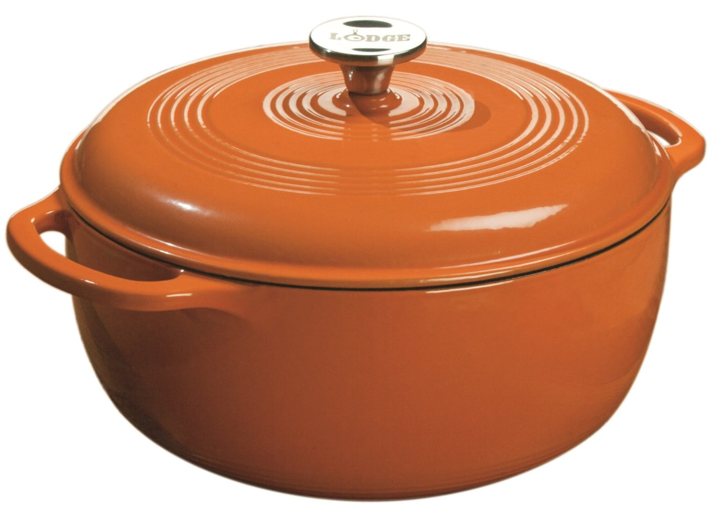 Lodge 6 Quart Enameled Cast Iron Dutch Oven with Lid – Dual Handles – Oven Safe up to 500° F or on Stovetop - Use to Marinate, Cook, Bake, Refrigerate and Serve – Blue