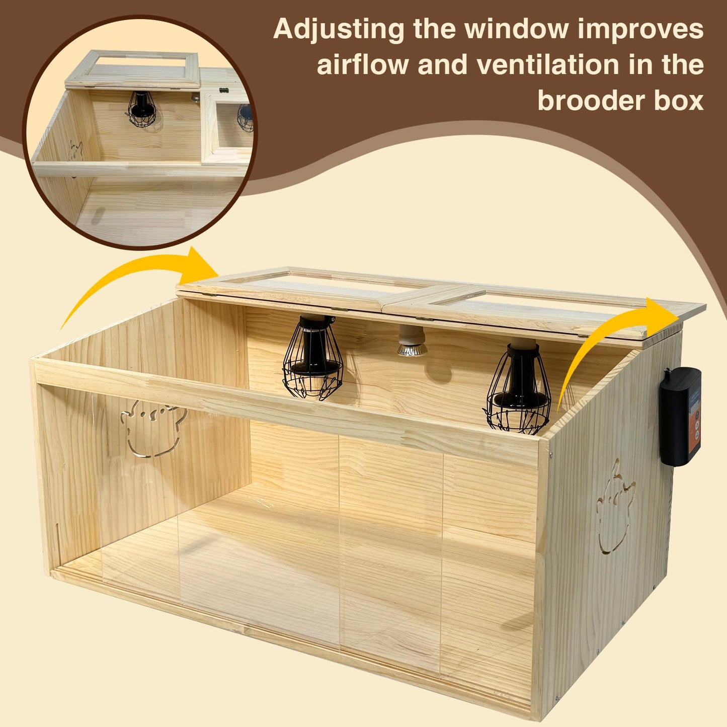 25-Piece Large Chicken Brooder Box Kit, All-in-One Kit Brooder Box, Drawer Manure Separation, Up to 35 Chicks Capacity, Brooder for Chicks, Ducks, Quails, Hamsters, Pattern C, 32" L x 16" W x 16" H