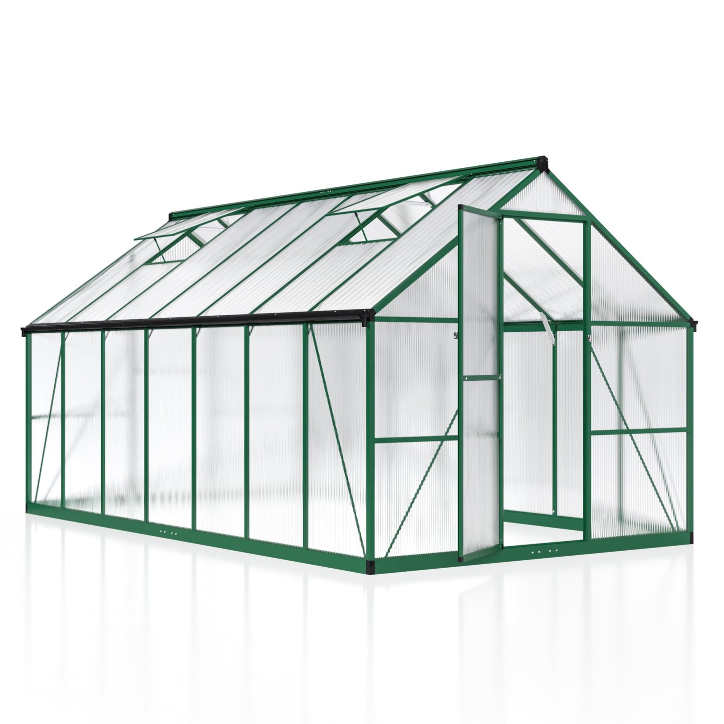 6x7.5 FT Greenhouse for Outdoors, Polycarbonate Greenhouse with Quick Setup Structure and Roof Vent, Aluminum Large Walk-in Greenhouse for Outside Garden Backyard, Black